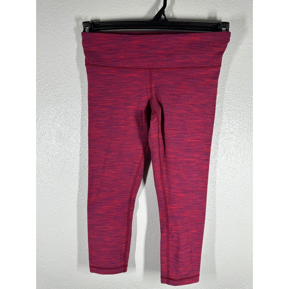 Lululemon Leggings Womens 4 Pink Wunder Under Crop Space Dye Athletic Yoga 6971